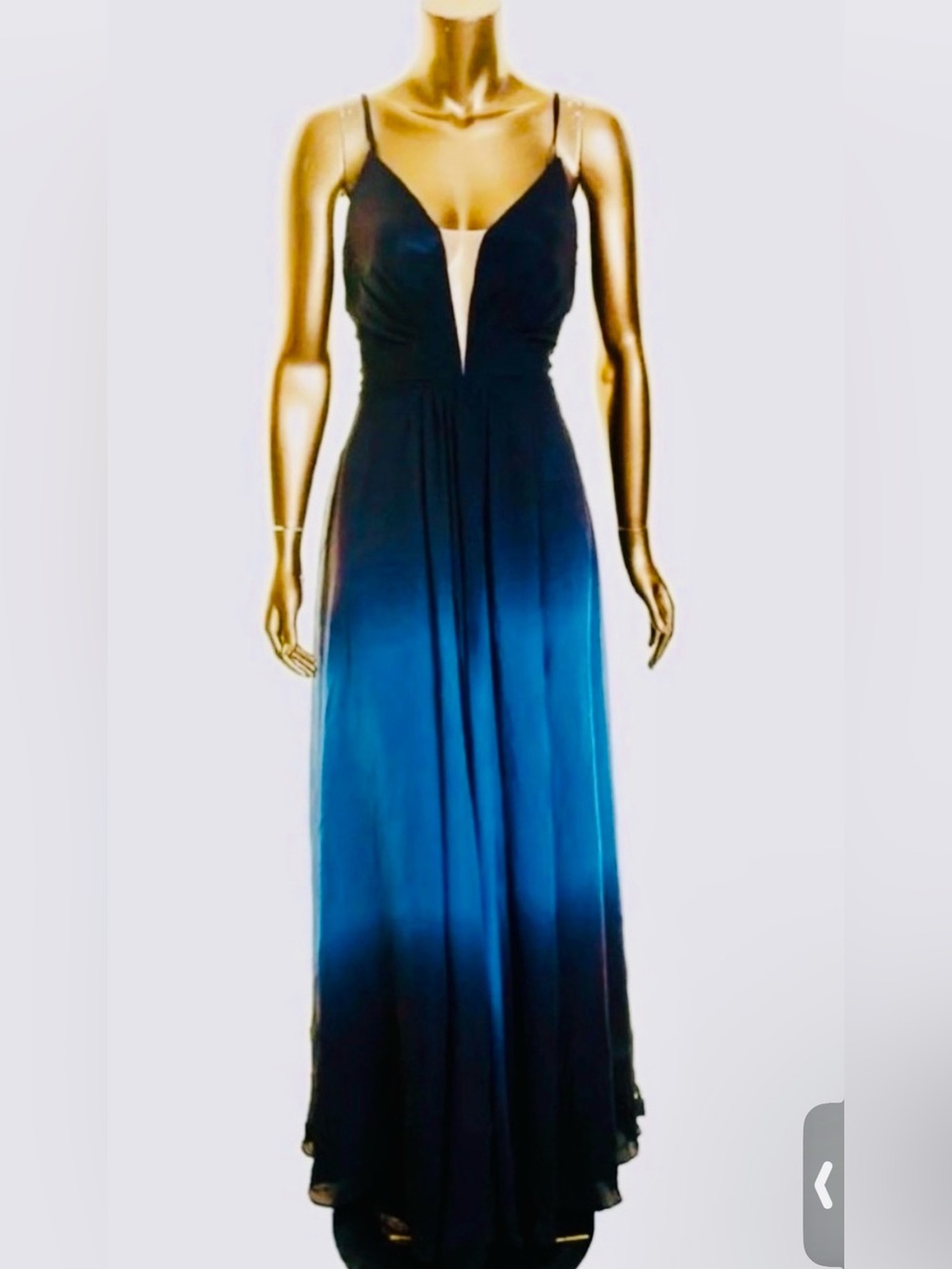 Betsy & Adam Ombre Blue to Black Spaghetti Strap Maxi Dress NWT 299